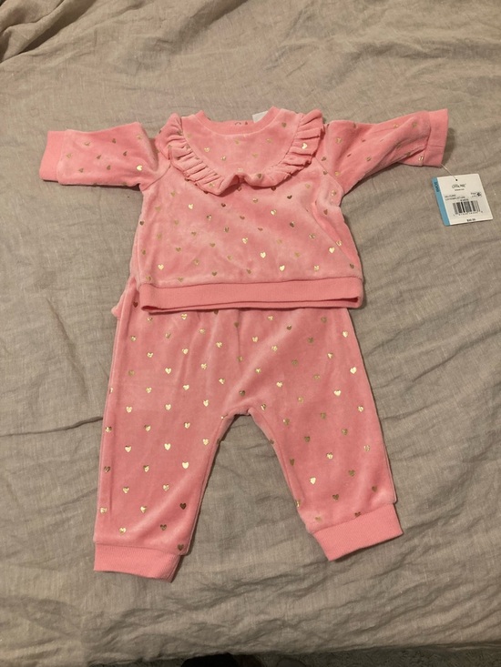 Little Me Other - Little Me Pink Baby Two-Piece Set with Gold Hearts. NWT